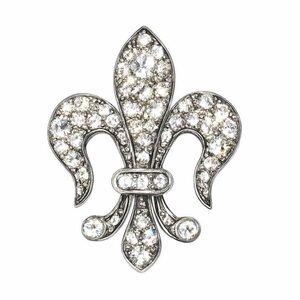 Fleur-de-Lis Brooch Rhinestone Crystal Pin Silver Sparkle Mardi Gras Paris NWT